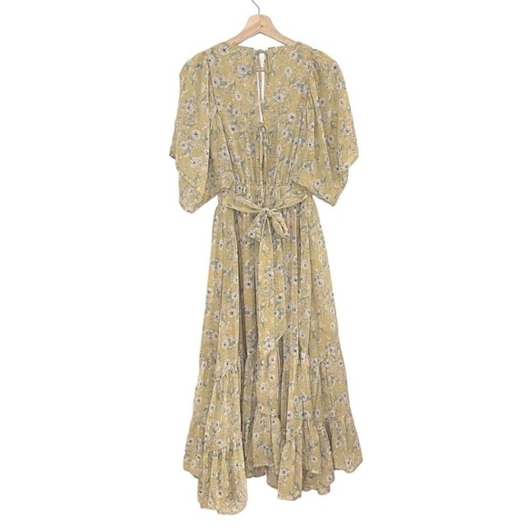 NWT Storia Clarity Tiered Ruffle Floral Maxi Dress Washed Yellow Large - Picture 6 of 16